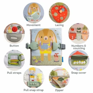 Libro de tela sensorial actividades para bebé taf toys