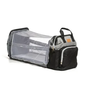 Mochila con cuna cambiador gris y negro