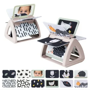 Libro sensorial giratorio bebé blanco y negro taf toys