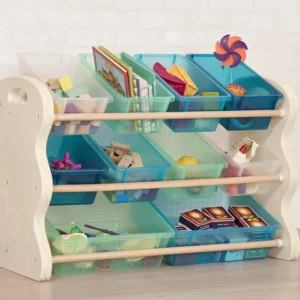 Mueble organizador infantil cajones plástico madera battat