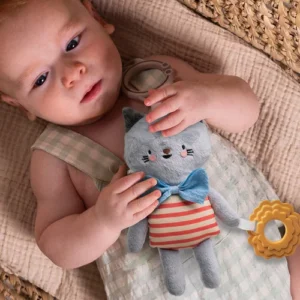 Sonajero mordillo sensorial bebé gatita colgante taf toys
