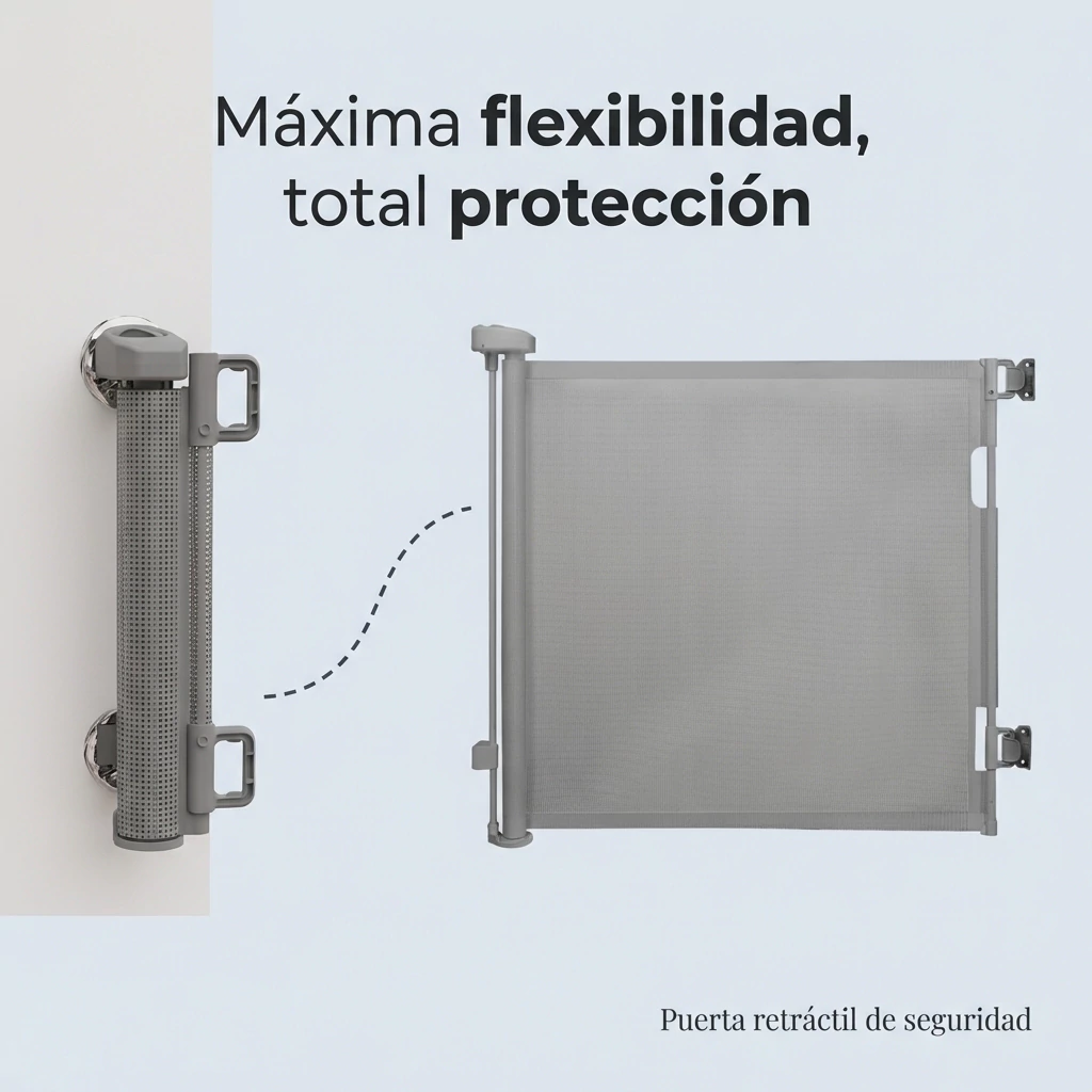 Puerta de seguridad retractil gris megababy - Imagen 5
