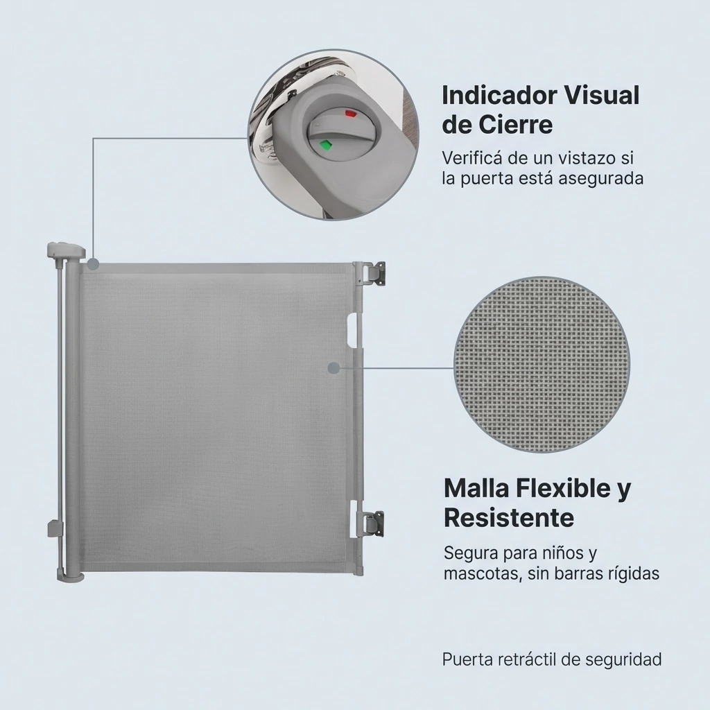 Puerta de seguridad retractil gris megababy - Imagen 4