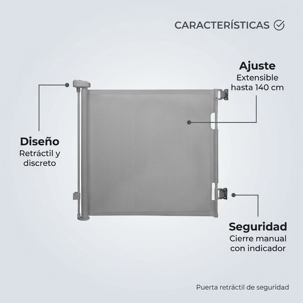 Puerta de seguridad retractil gris megababy - Imagen 3